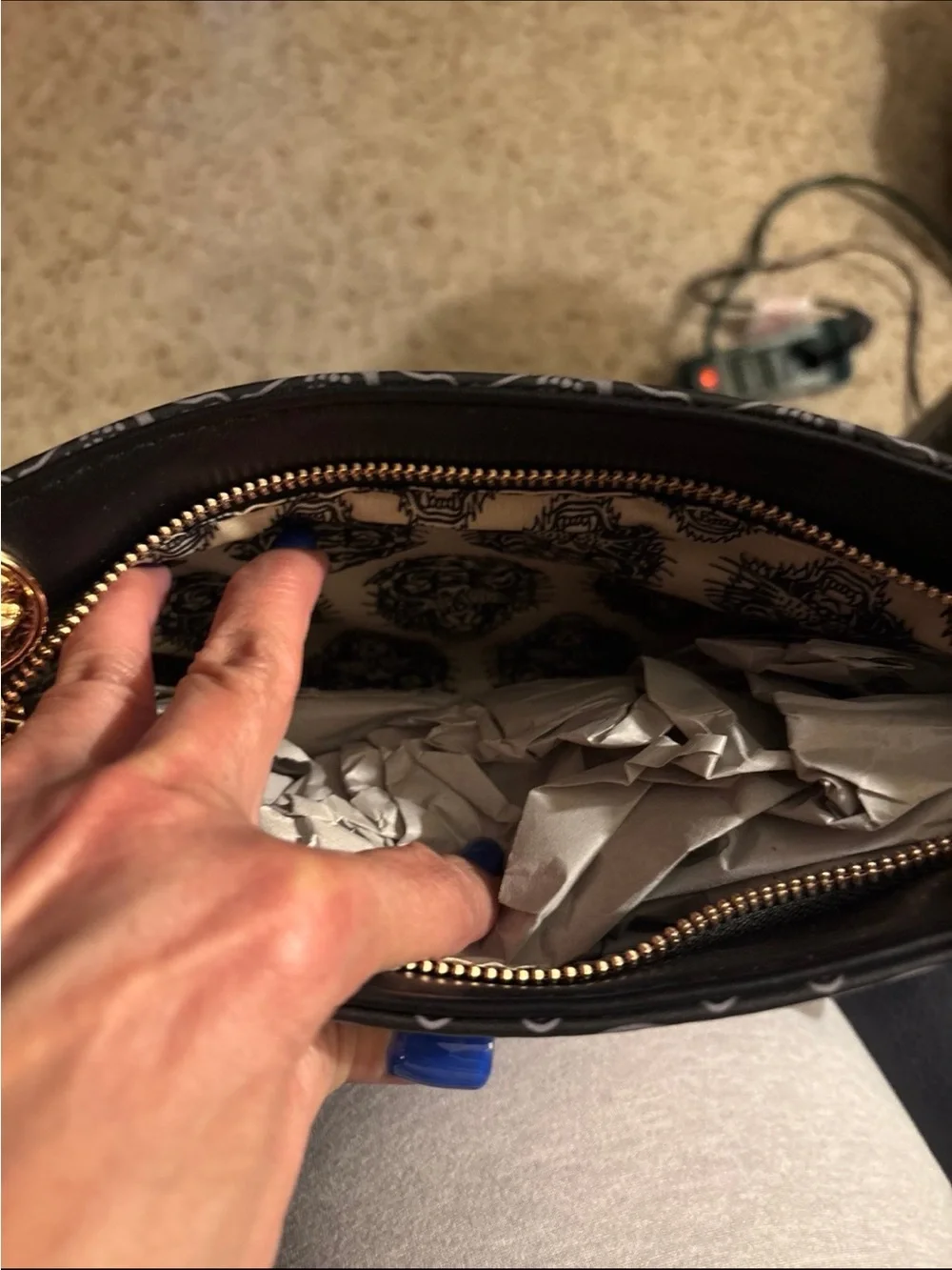 NWT ed hardy shoulder bag tiger motif and skull pat